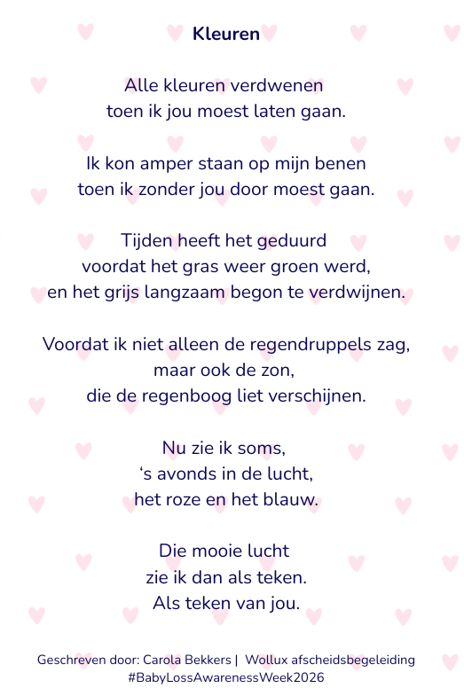 gedicht Kleuren 2e dag baby loss awareness week 2026
